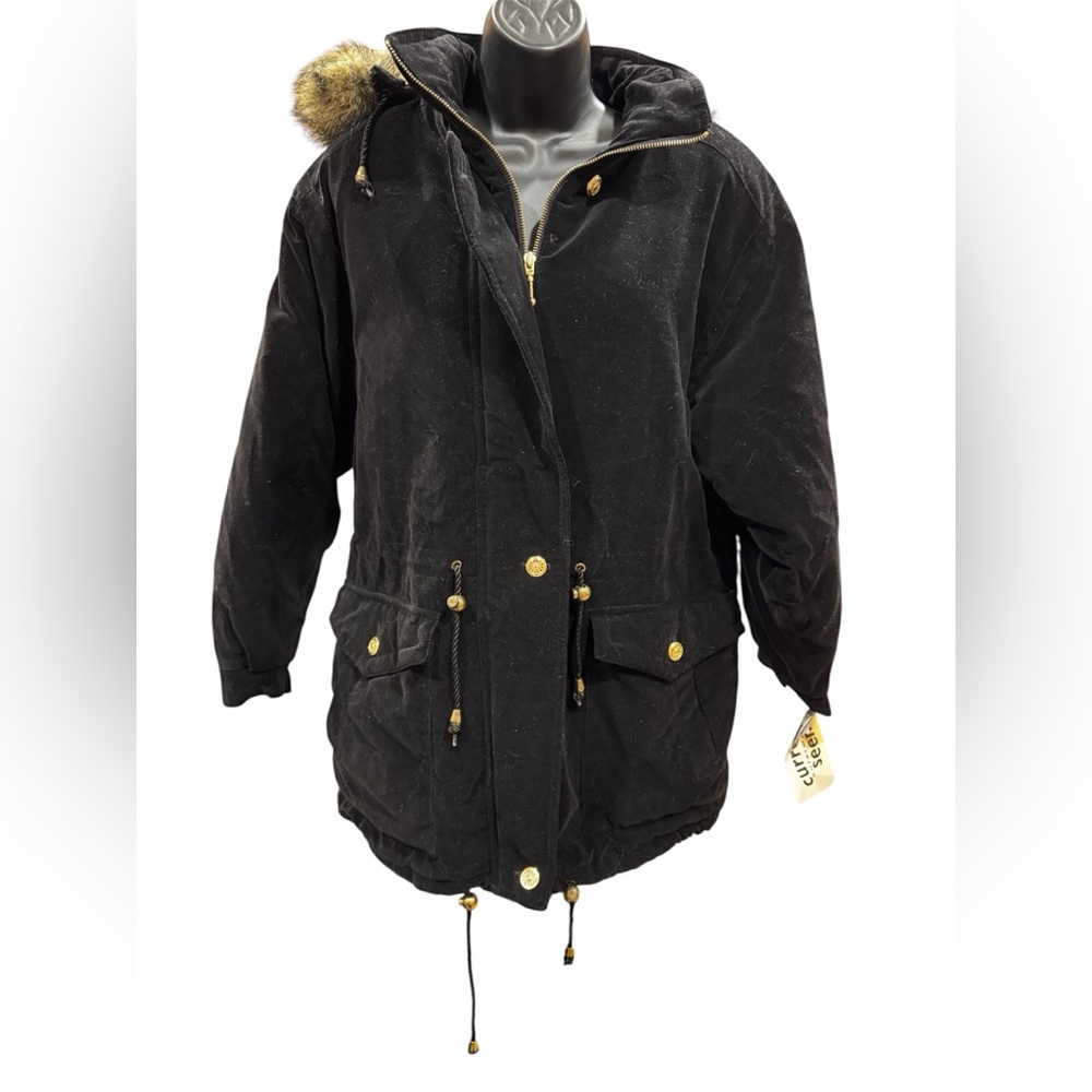 Women's Black Ski Jacket with Gold Accents